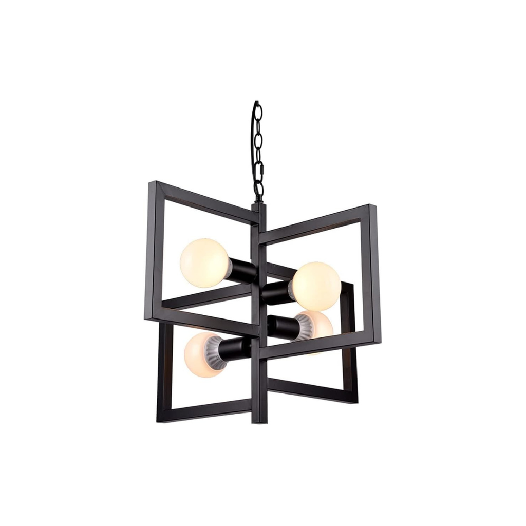 Industrialna lampa wisząca czarna czteropunktowa vintage