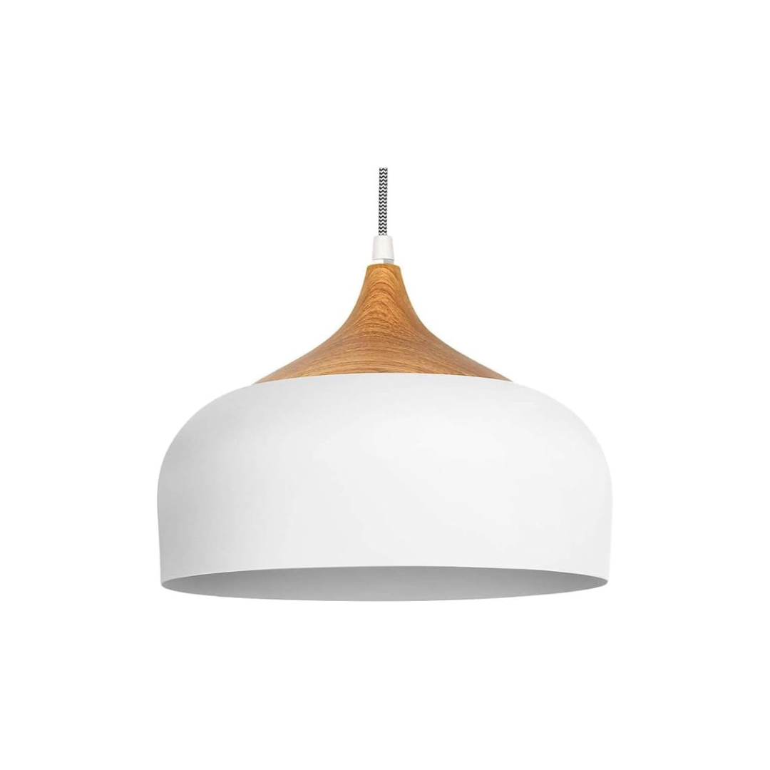 Nowoczesna Industrialna Lampa Wisząca Drewniana Kopuła