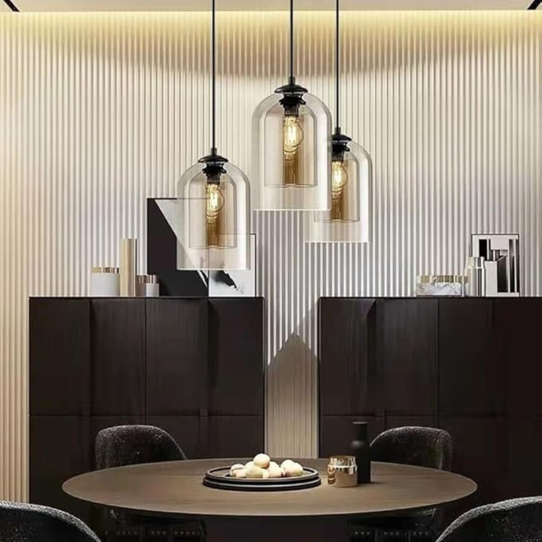 Industrialna Lampa Wisząca Szklana Amber Kolumna