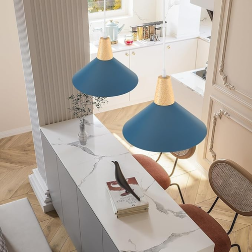 Industrialny Zestaw 2 Lamp Wiszących z Elementami Drewnianymi