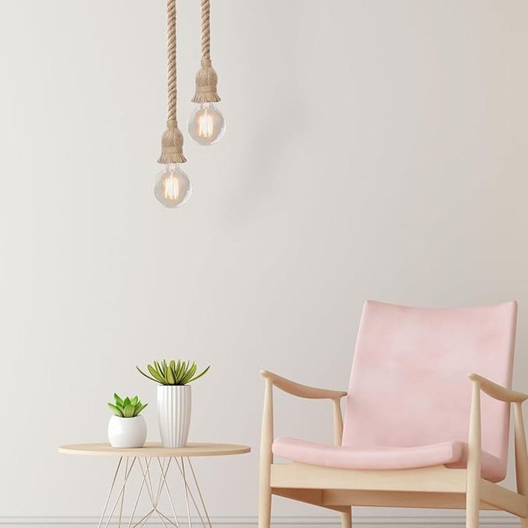 Industrialna Lampa Wisząca Lina Jutowa Vintage
