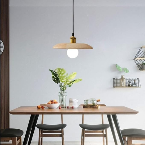 Industrialna Lampa Wisząca Drewniana Retro Minimalistyczna