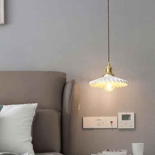 Industrialna Lampa Wisząca Ceramiczna Plisowana Regulowana