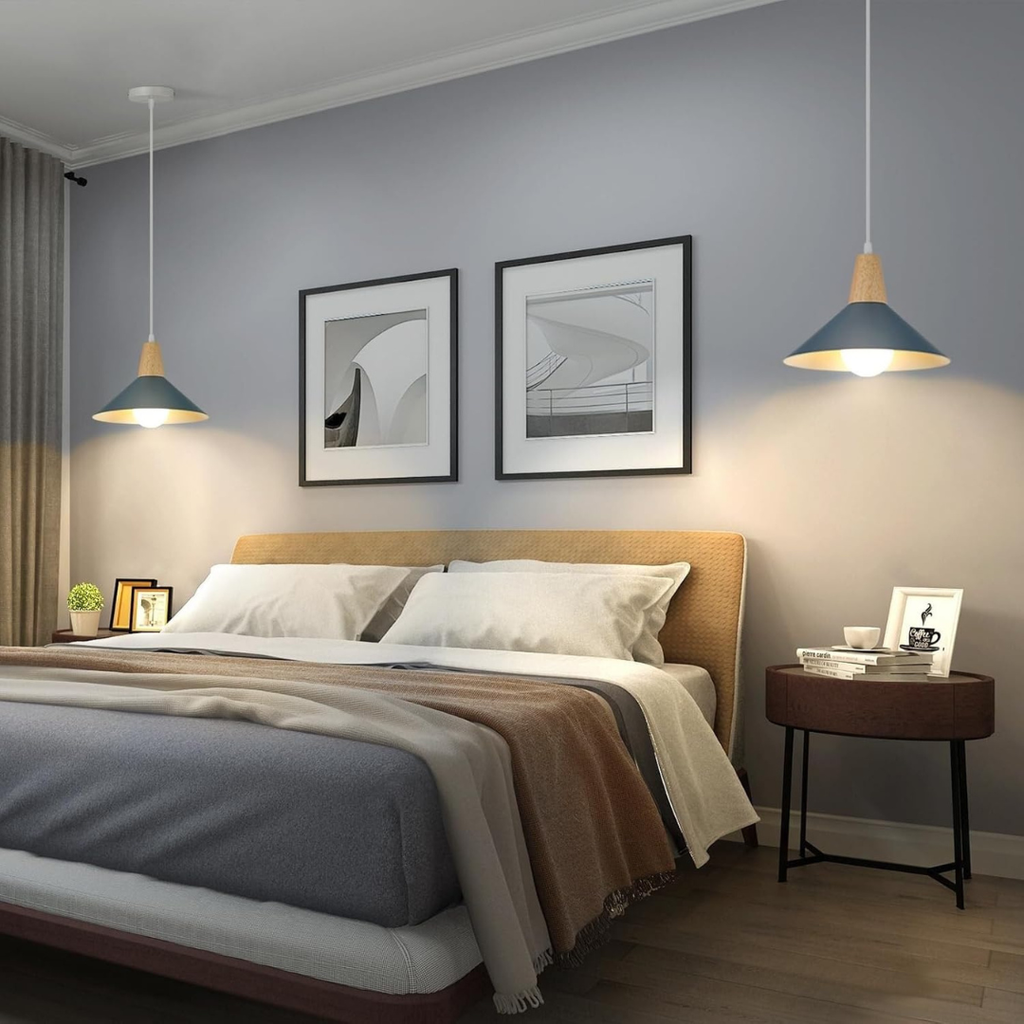 Industrialny Zestaw Lamp Wiszących Drewno Metal
