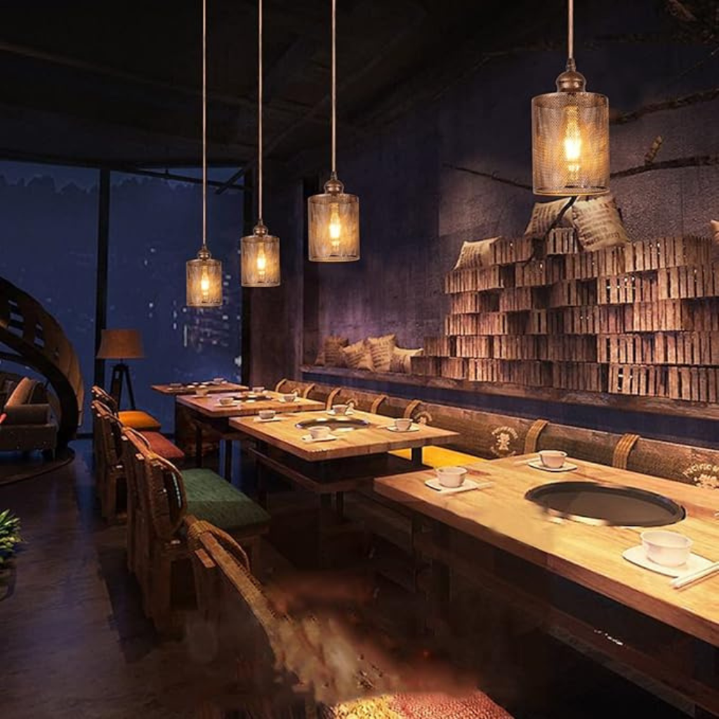 Industrialna Lampa Wisząca Metalowa Klatka Retro