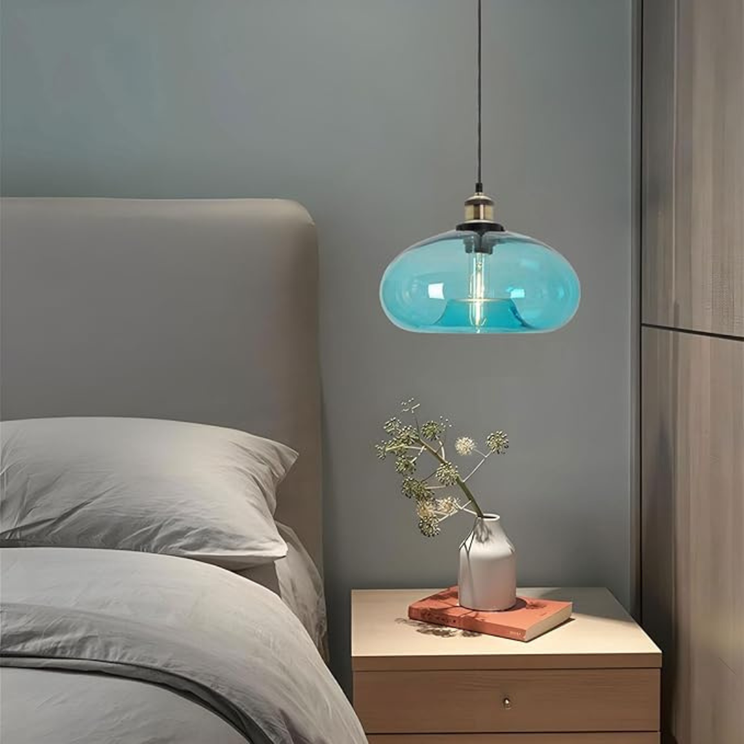 Industrialna Lampa Wisząca Niebieskie Szkło Sky