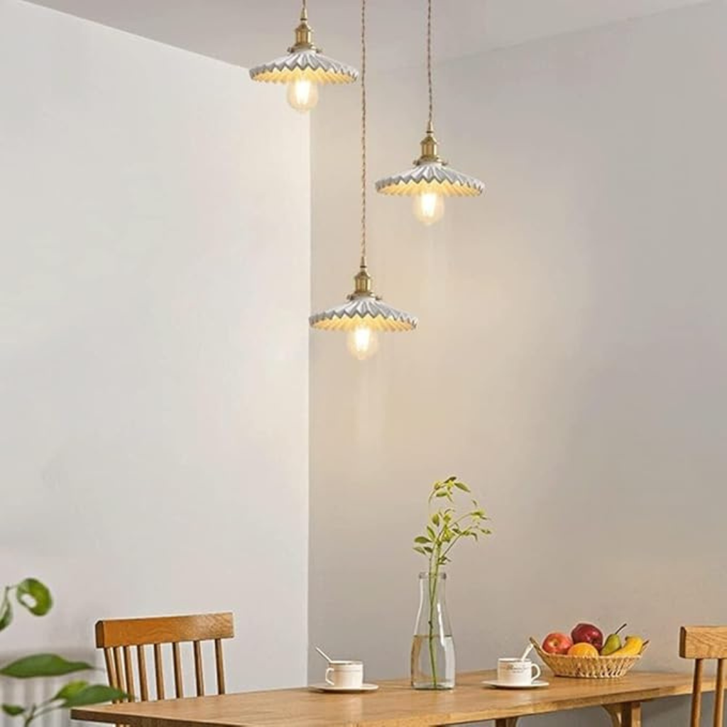 Industrialna Lampa Wisząca Ceramiczna Plisowana Regulowana