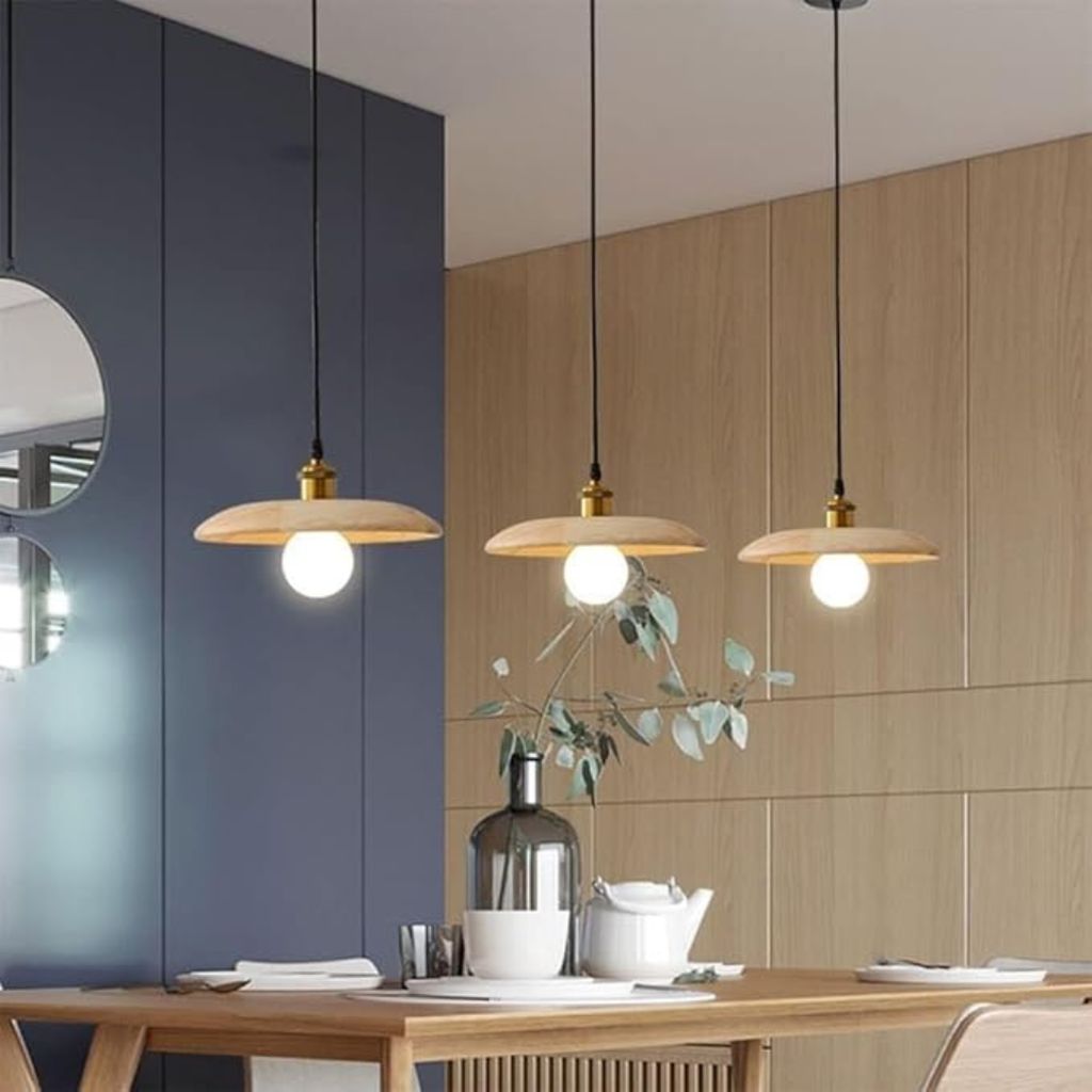Industrialna Lampa Wisząca Drewniana Retro Minimalistyczna