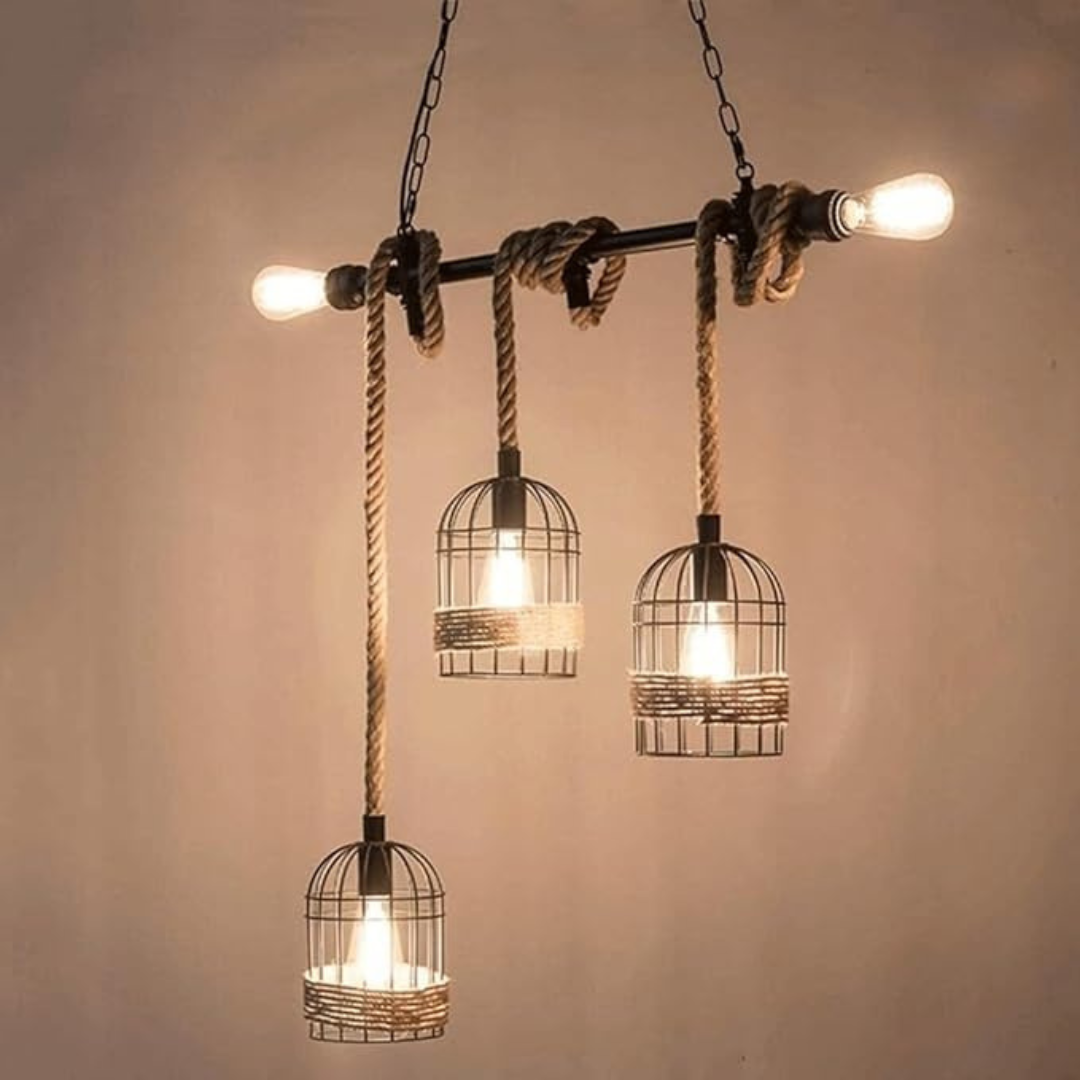 Industrialna lampa wisząca trzy źródła światła