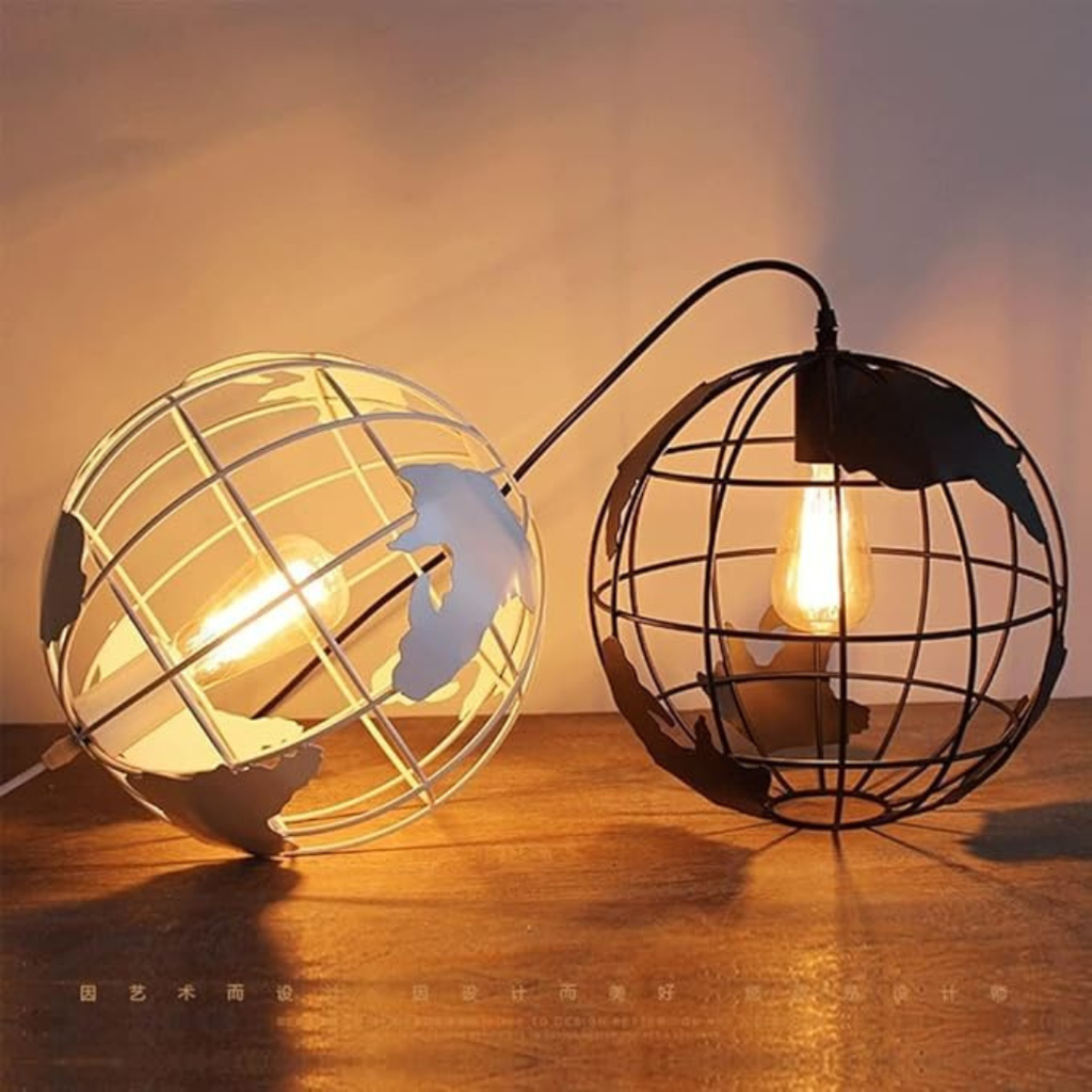 Industrialna lampa wisząca globus retro metalowa