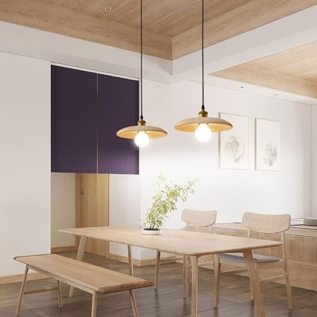 Industrialna Lampa Wisząca Drewniana Retro Minimalistyczna