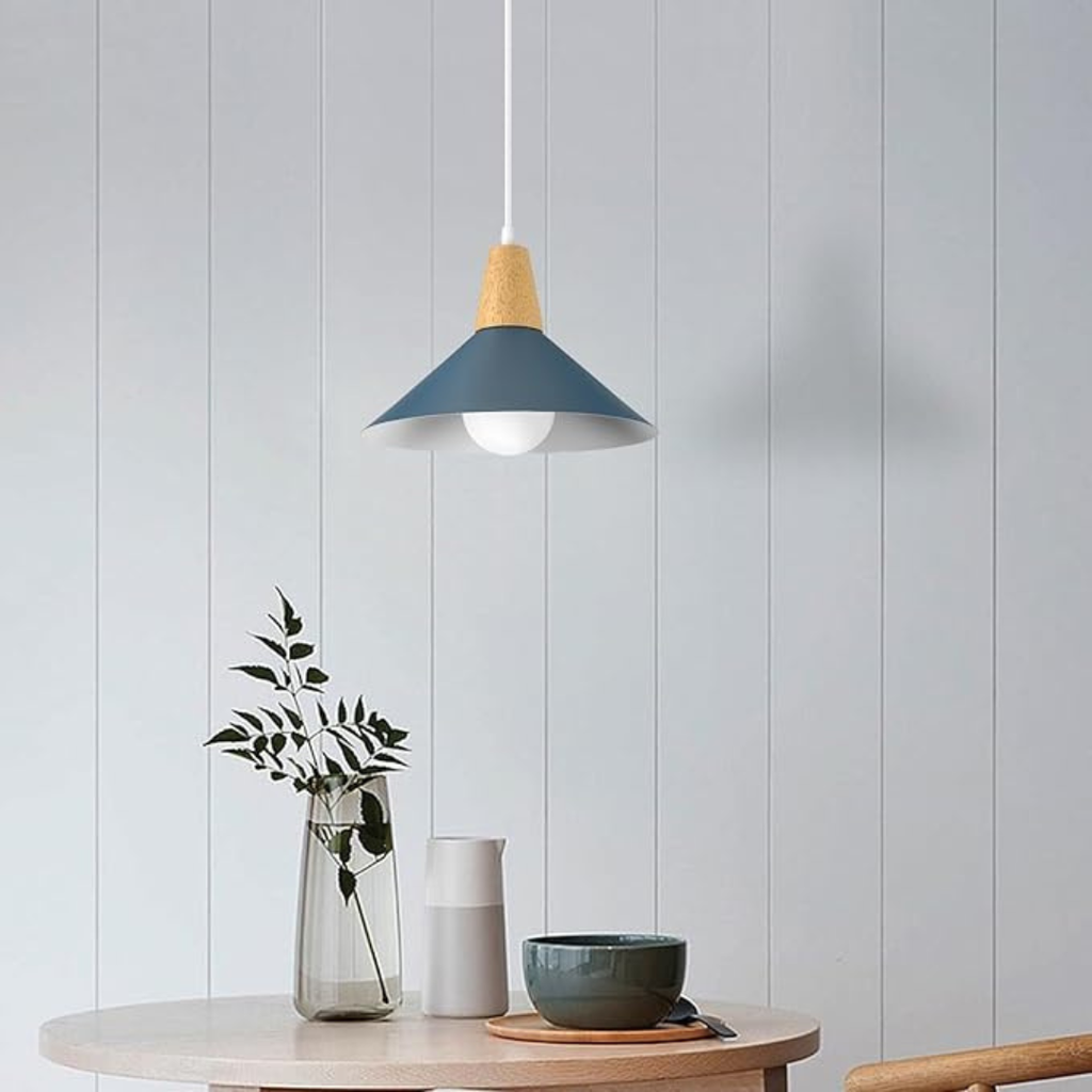 Industrialny Zestaw Lamp Wiszących Drewno Metal