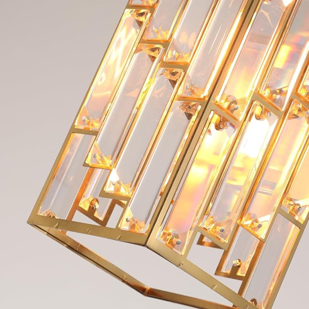 Industrialna Lampa Wisząca Kryształowa Prostokątna Regulowana