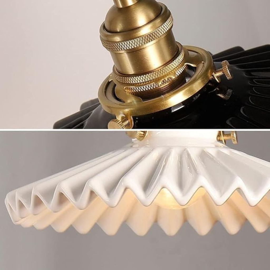 Industrialna Lampa Wisząca Ceramiczna Plisowana Regulowana
