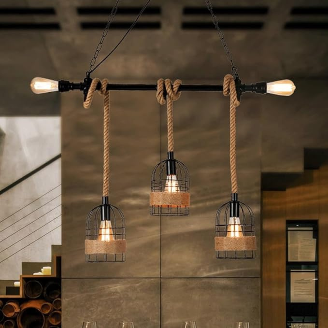 Industrialna lampa wisząca trzy źródła światła