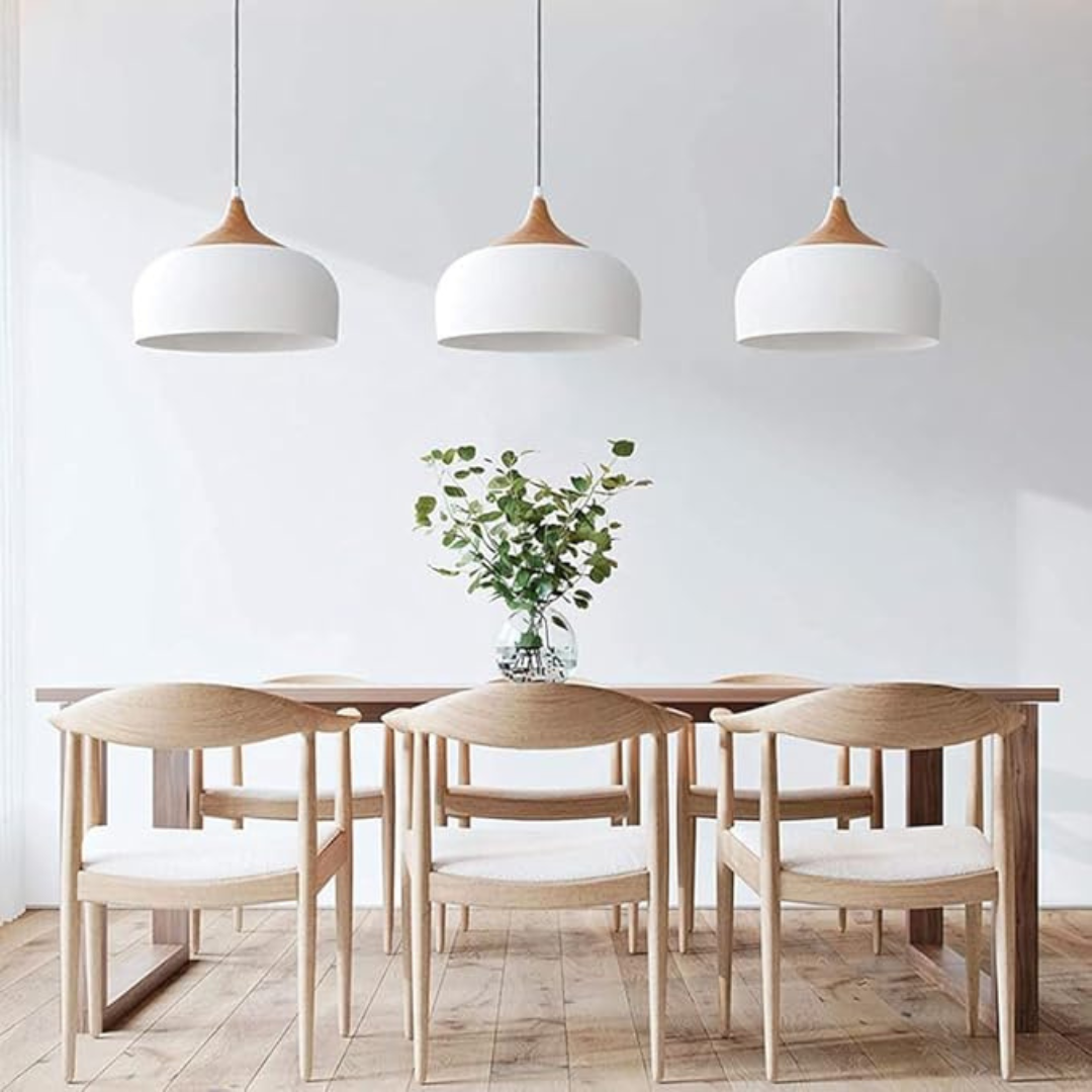 Nowoczesna Industrialna Lampa Wisząca Drewniana Kopuła