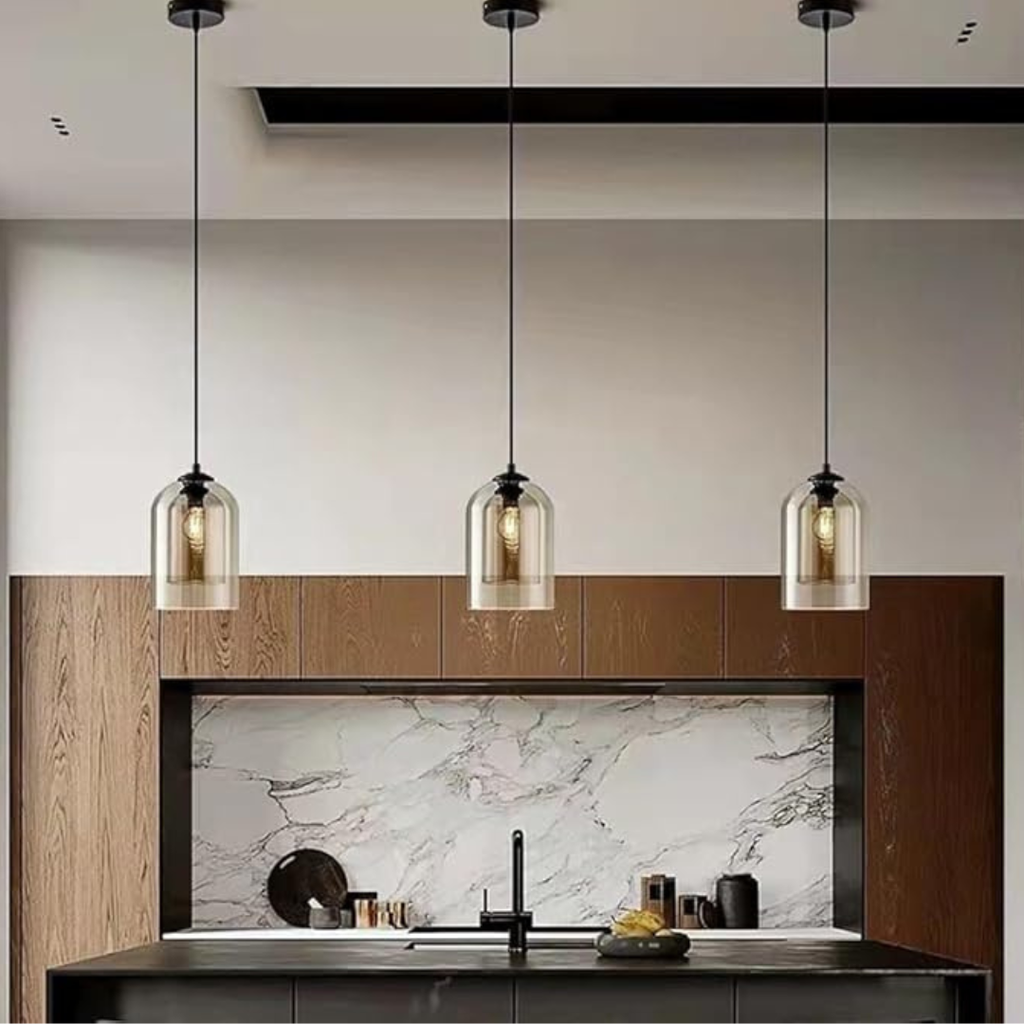 Industrialna Lampa Wisząca Szklana Amber Kolumna