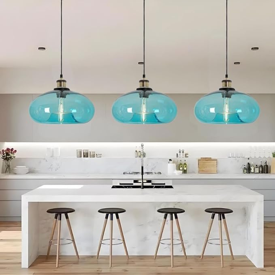 Industrialna Lampa Wisząca Niebieskie Szkło Sky