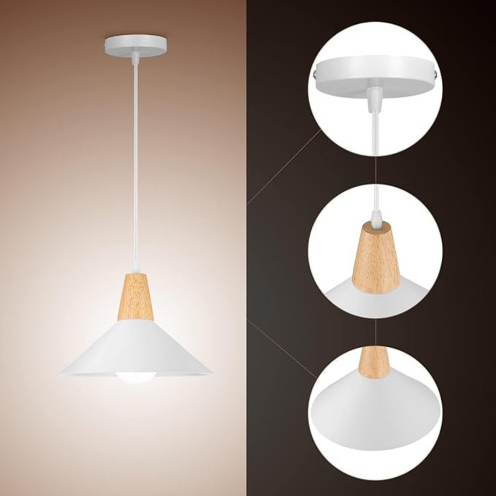 Industrialne lampy wiszące zestaw z drewnem