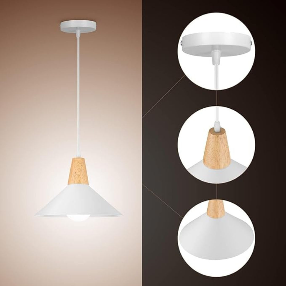Industrialne lampy wiszące zestaw z drewnem