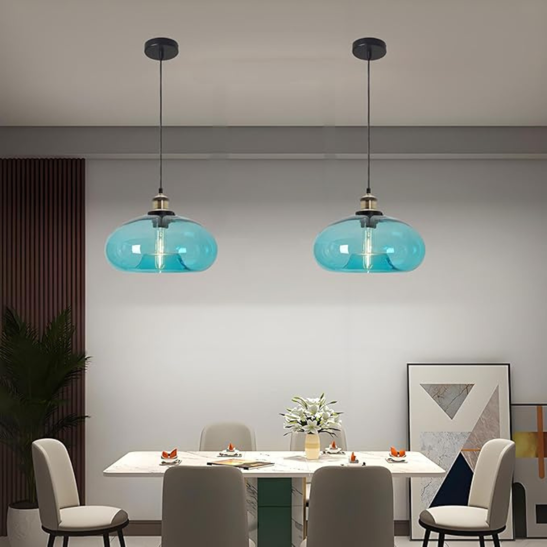 Industrialna Lampa Wisząca Niebieskie Szkło Sky