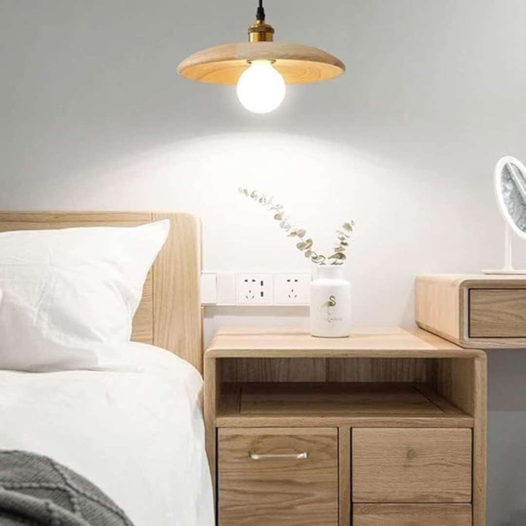 Industrialna Lampa Wisząca Drewniana Retro Minimalistyczna