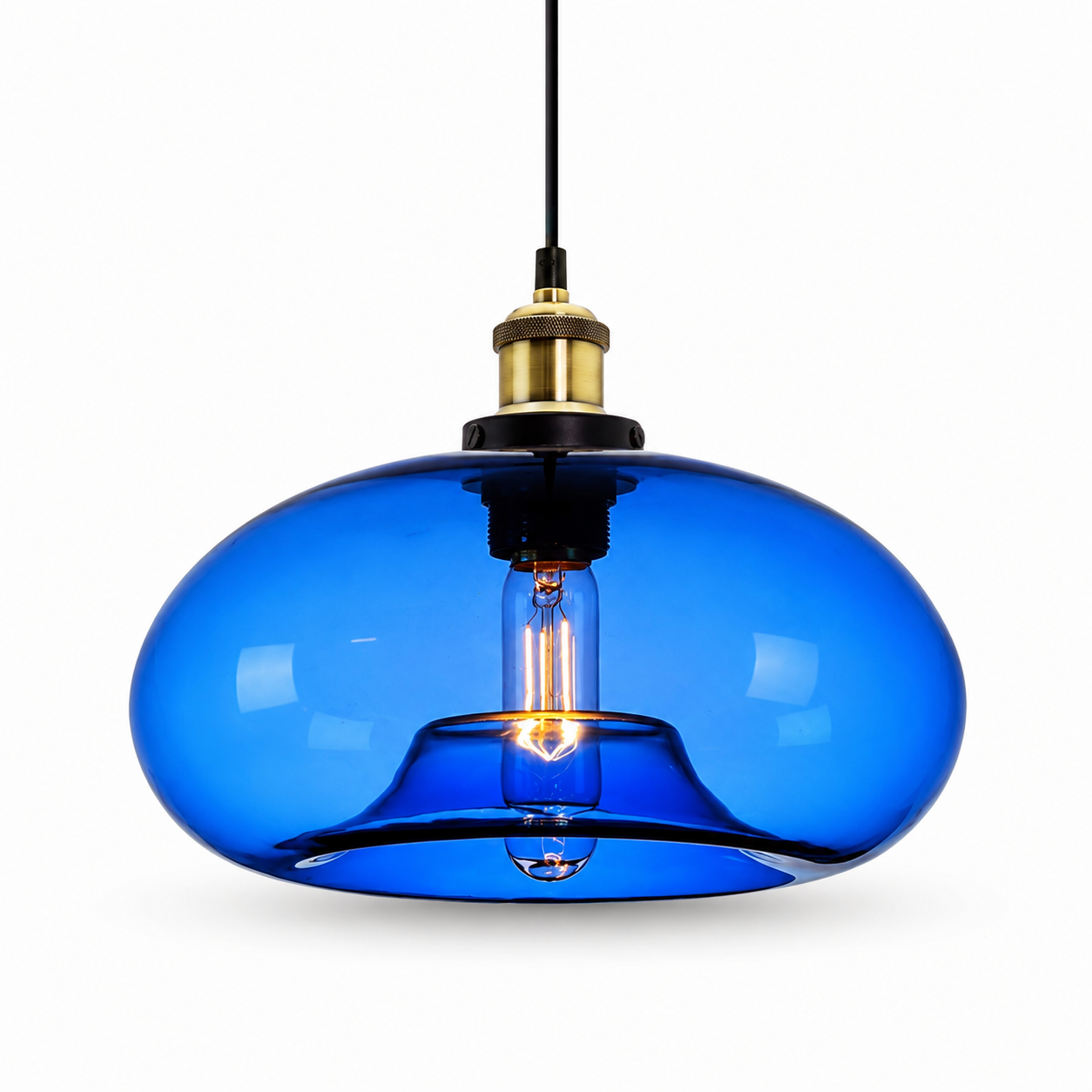 Szklana Lampa Wisząca Niebieska 11 Cali z Oprawą E26