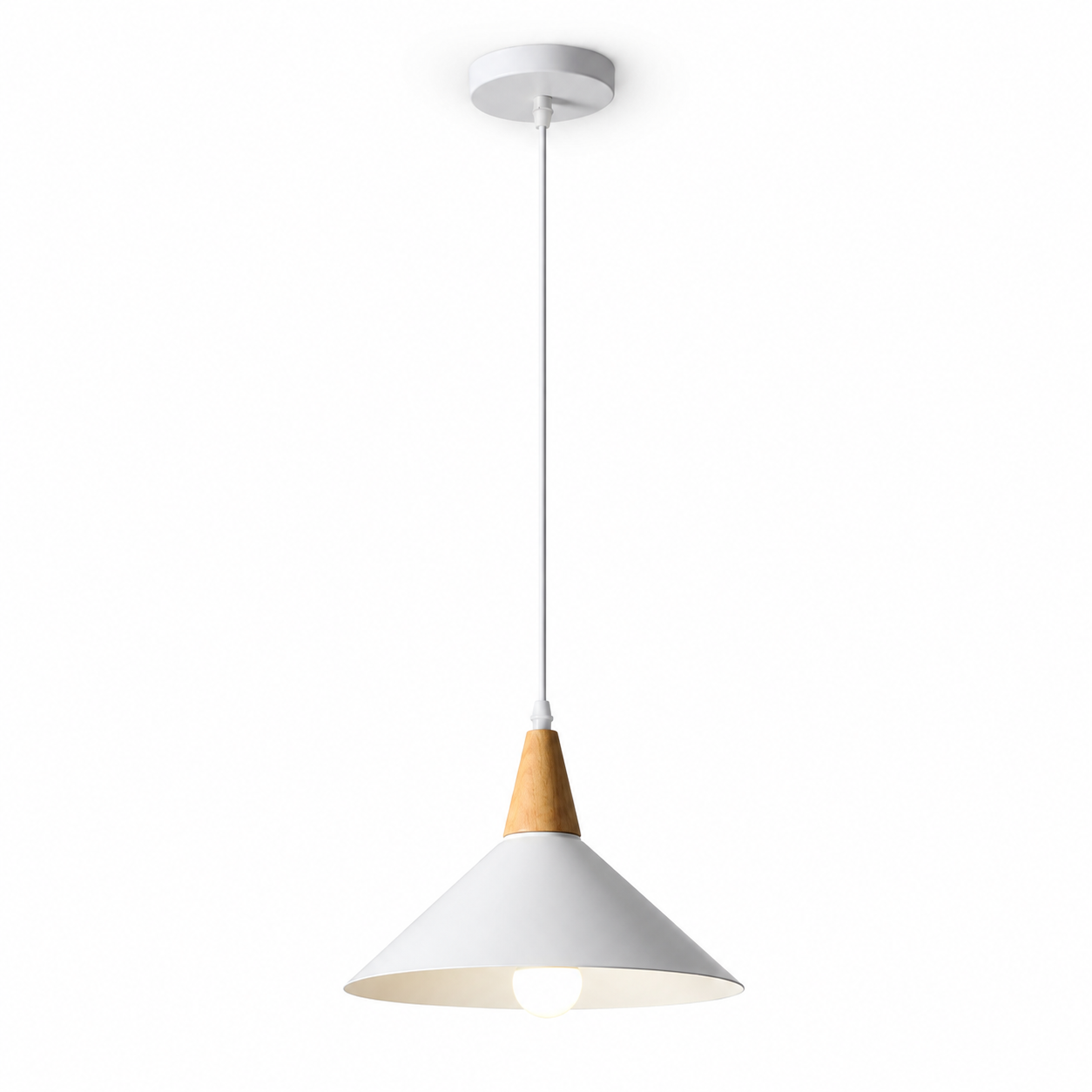 Zestaw 2 Lamp Wiszących Industrialnych z Drewnianym Akcentem